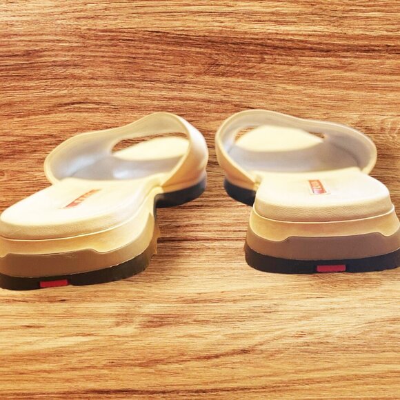 White Black Leather Prada Slides Flat Sandals Flip Flops Size EU 36.5 US 6.5 - Picture 5 of 9
